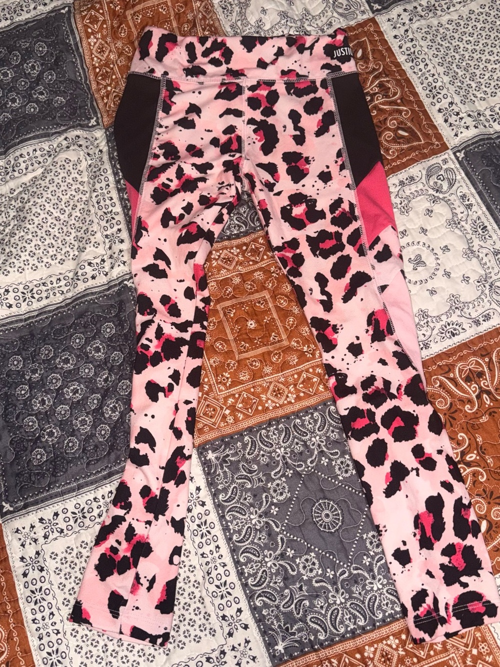 Justice Girls Size S 7 8 Pink Black Leopard Print Leggings